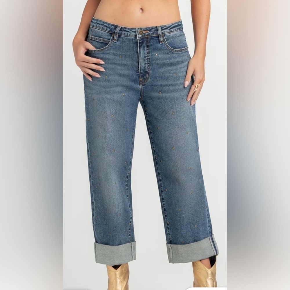 Jessica Simpson ZINNIA Blue Wide Leg Boyfriend Jeans